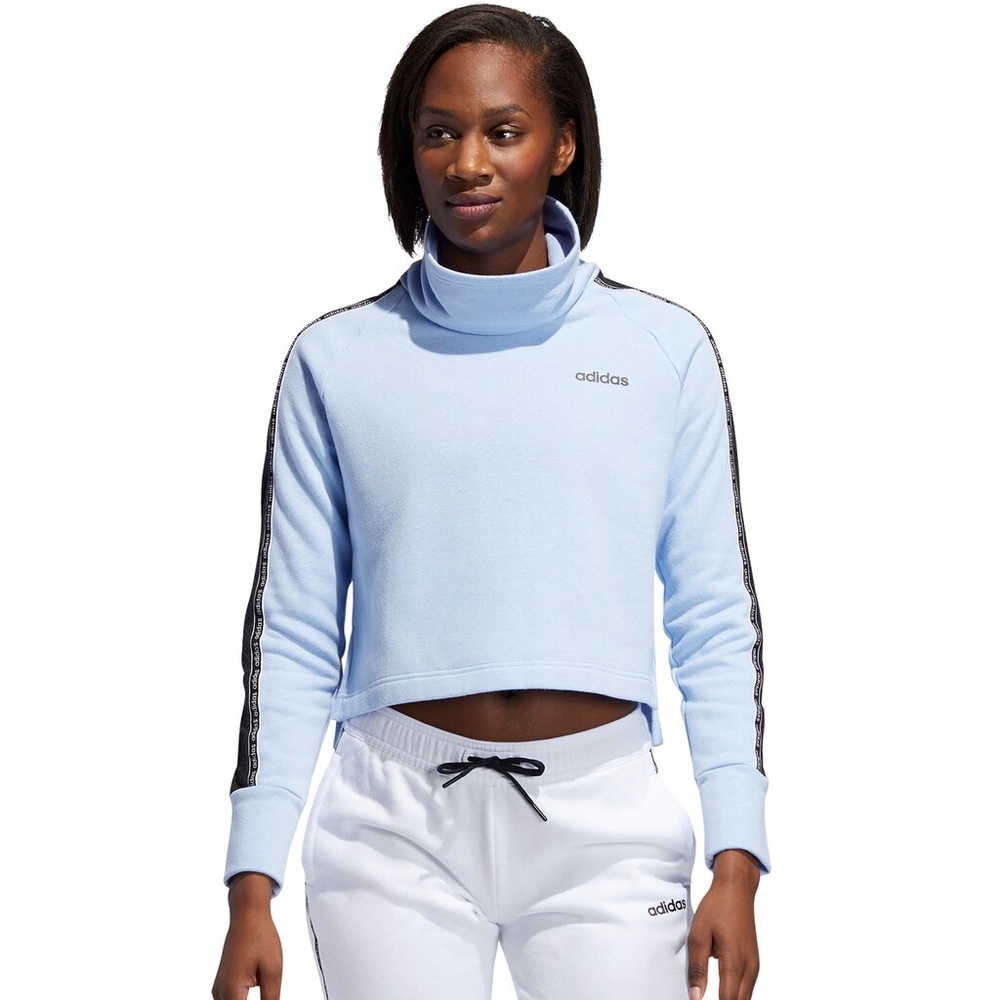Adidas Blue & Black Funnel Neck Fleece Sweatshirt